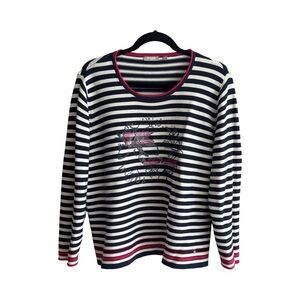 Rabe Stripe Knit Sweater Navy and White
